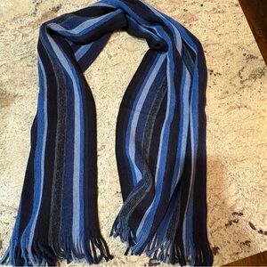 Striped Blue Fringe SCARF 100% WOOL MULTICOLOR CHELSEY II MENS Germany
